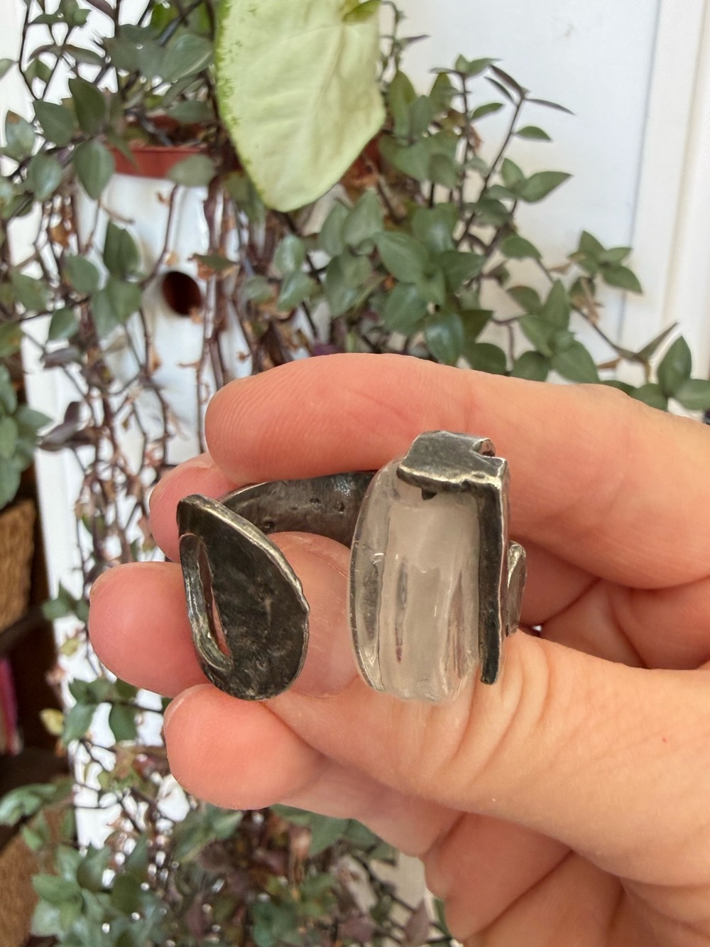 Anne-Marie Chagnon Pewter and Glass Ring, Size 6.5 Adjustable - Picture 11 of 13